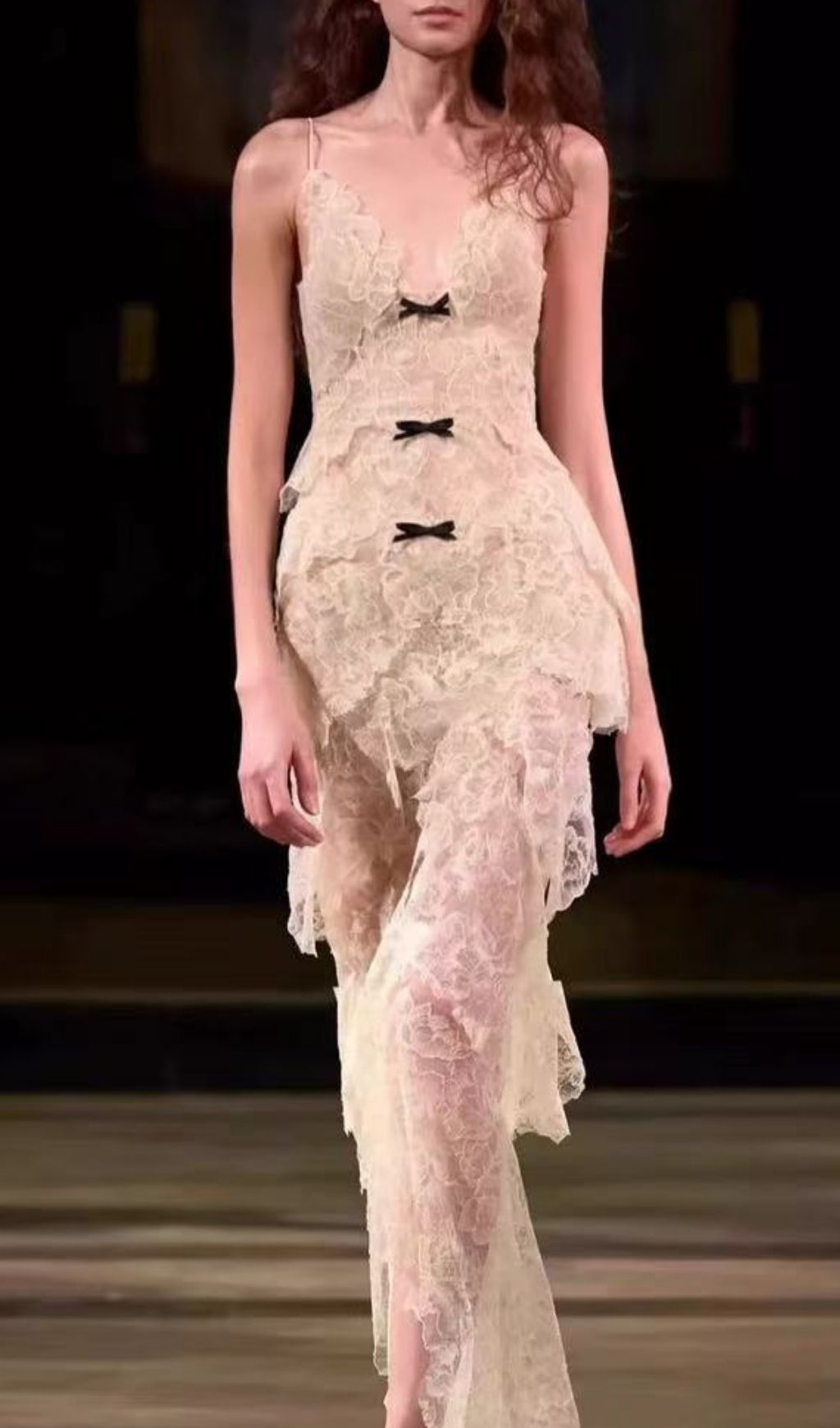 Fashionslee Women Kimmy Strappy Lace Layered Midi Dress