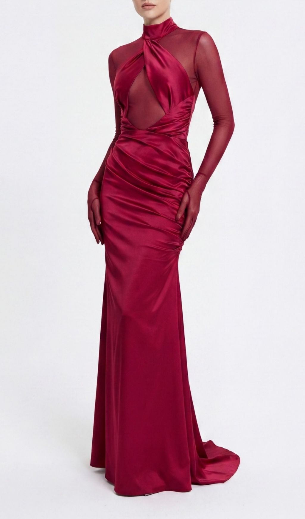 Fashionslee Women Khadiga Red Long Sleeve Gown