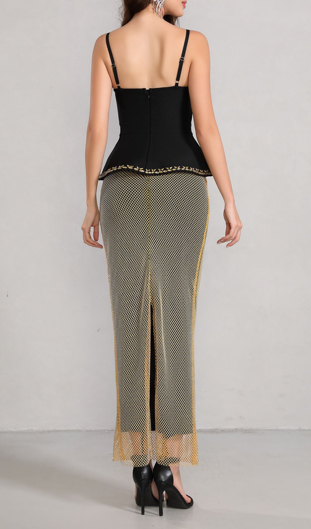 882f39ac34b722641a3ec7ec467a2ef8.jpg Fashionslee Women Klyra Spaghetti Rhinestone Mesh Skirt Set