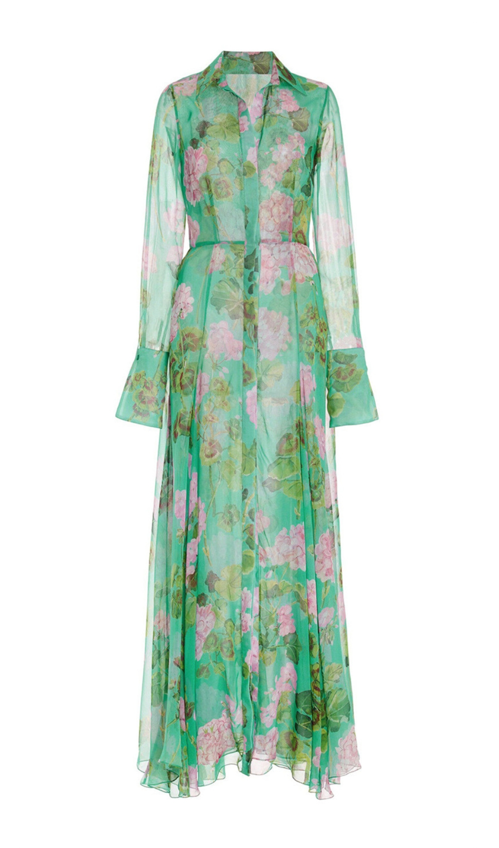 Fashionslee Women Baia Green Floral Long Sleeve Maxi Dress