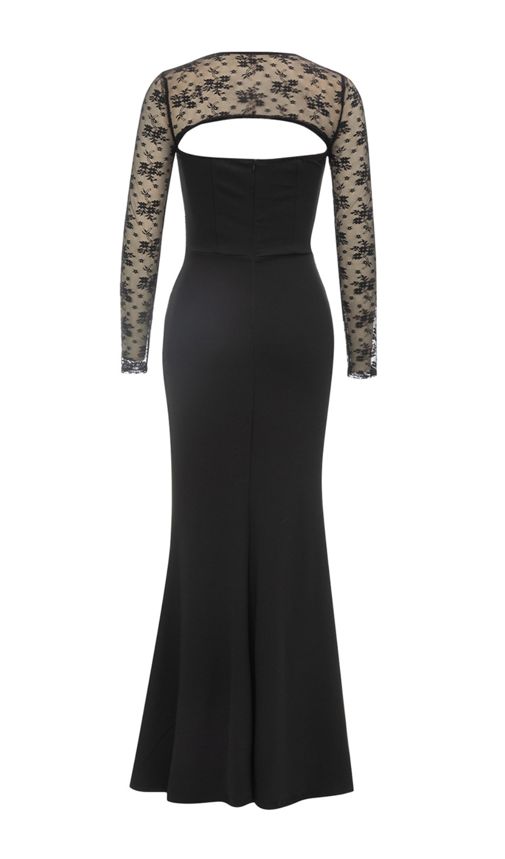 Fashionslee Women Brigit Black Lace Long Sleeve Maxi Dress