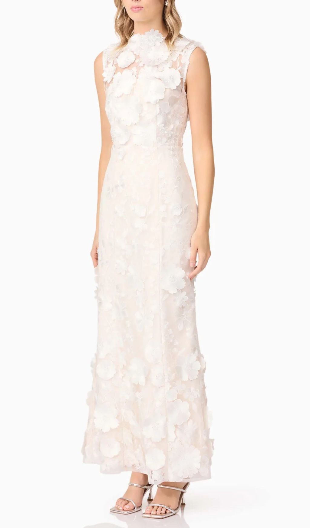 Fashionslee Women Enora White Flower Embroidery Maxi Dress