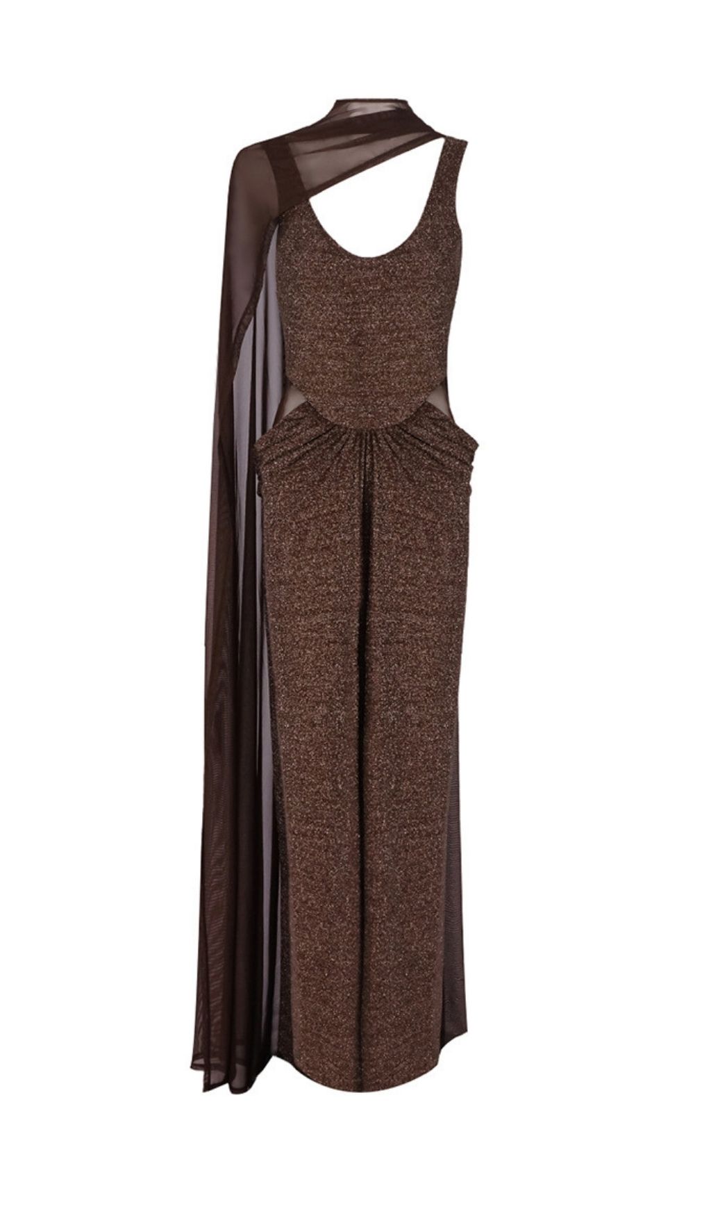Fashionslee Women Kat Brown Ruched Maxi Dress