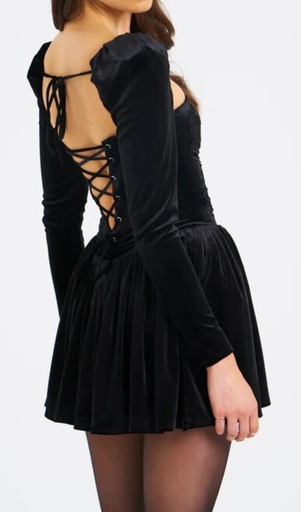 Fashionslee Women Carlyn Black Long Sleeve Velvet Mini Dress