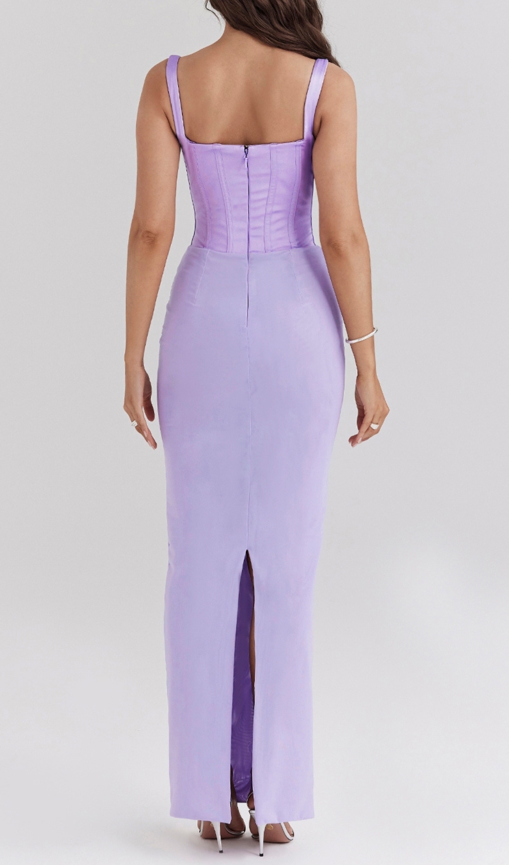 Fashionslee Women Caelyn Orchid Satin Corset Maxi Dress