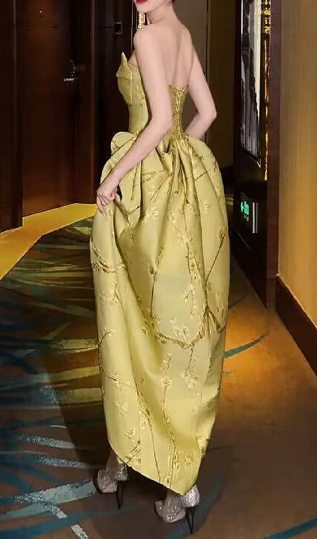 Fashionslee Women Fang Strapless Flower Maxi Dress