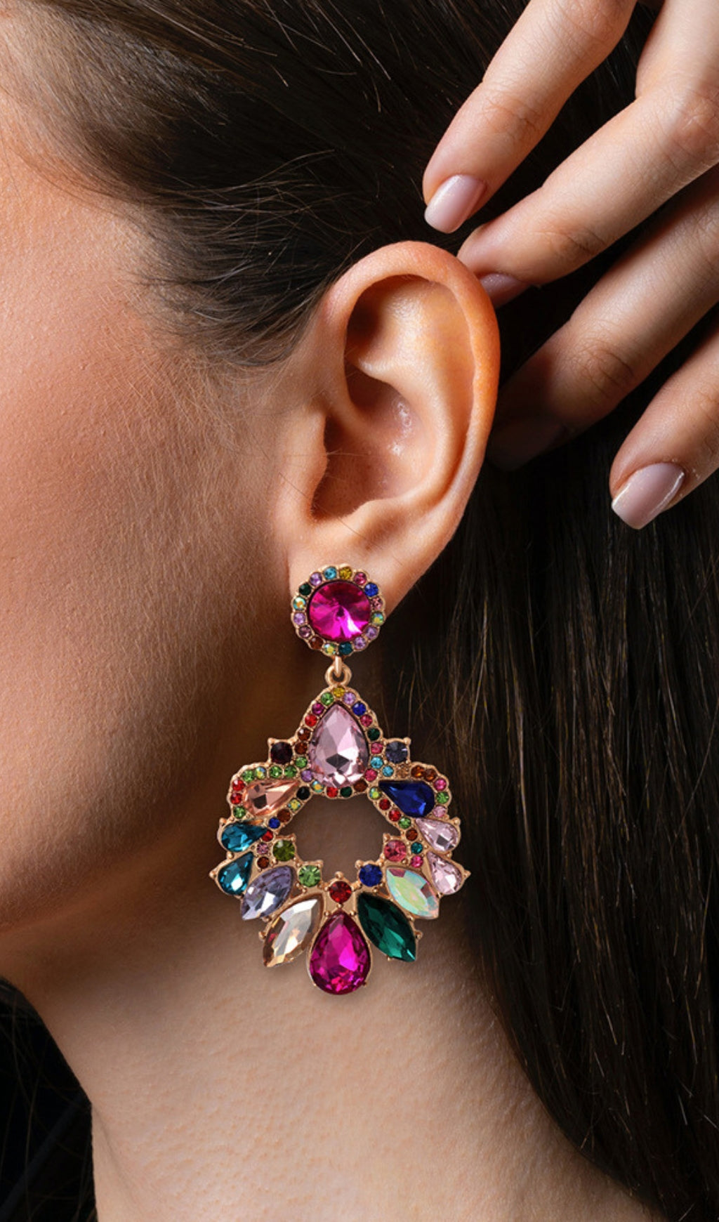Fashionslee Women Colorful Crystal Chandelier Drop Earrings
