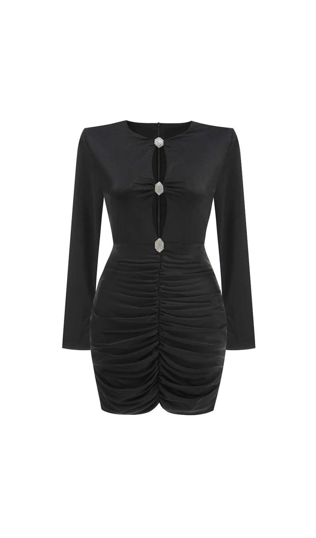 89251e2629d4636437458a97a8ee8b9f.jpg Fashionslee Women Deana Black Long Sleeve Ruched Mini Dress