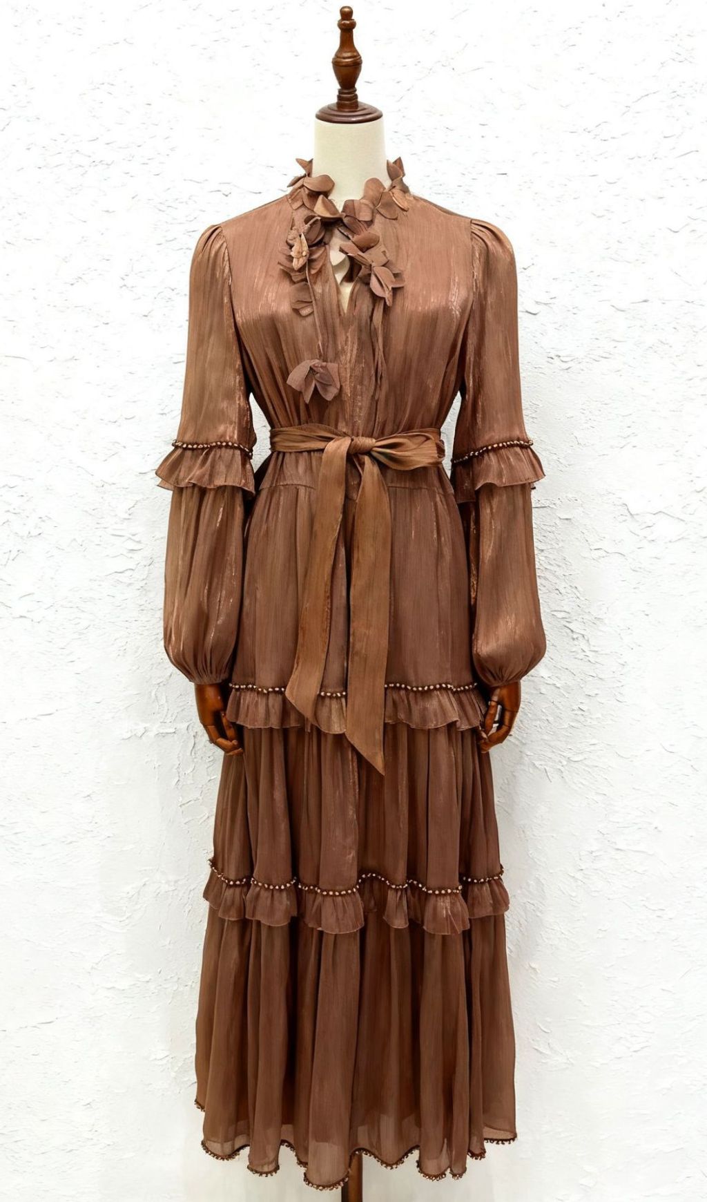 Fashionslee Women Ilissa Long Sleeve Ruffle Midi Dress