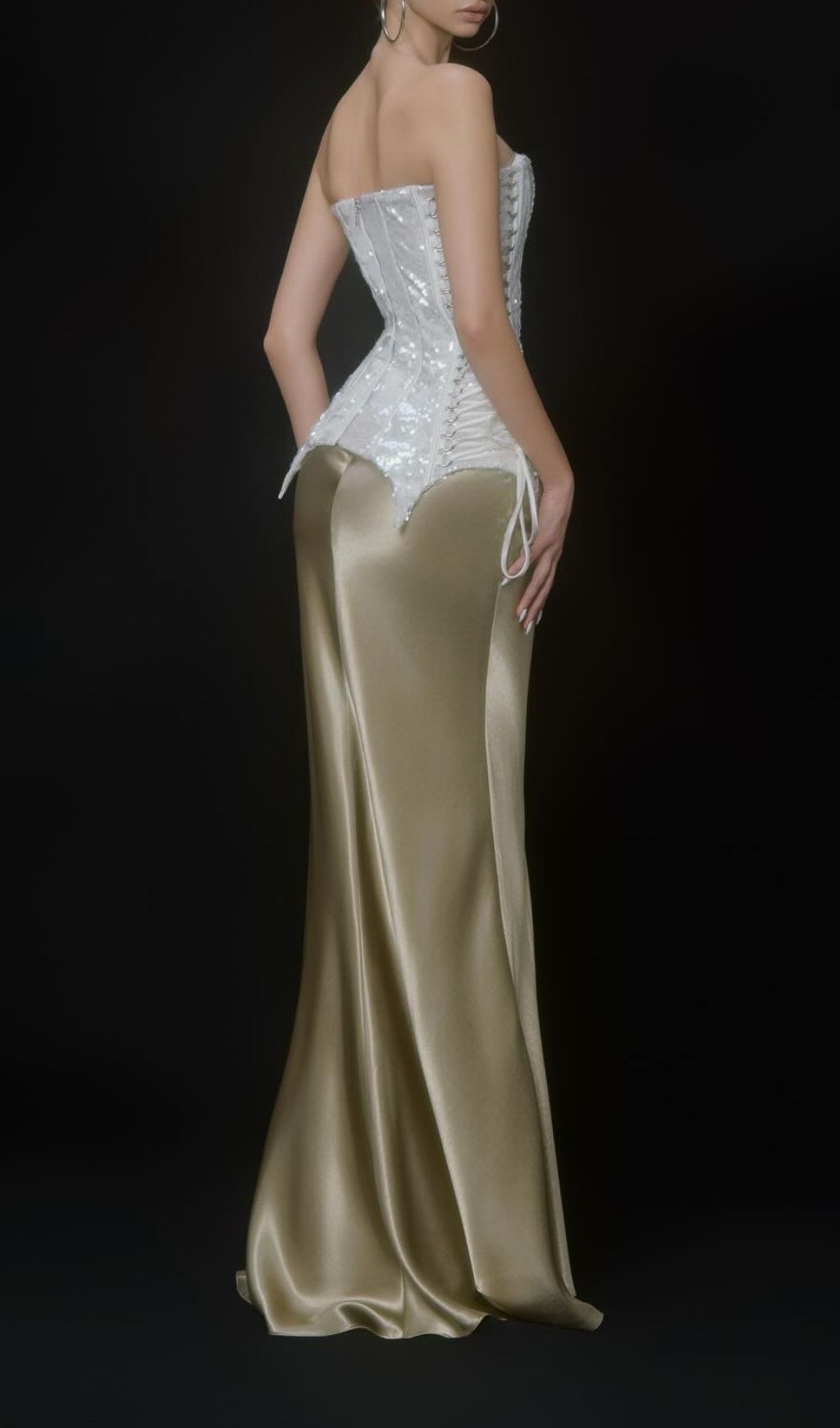 Fashionslee Women Kele Sequin Top & Satin Skirt Set