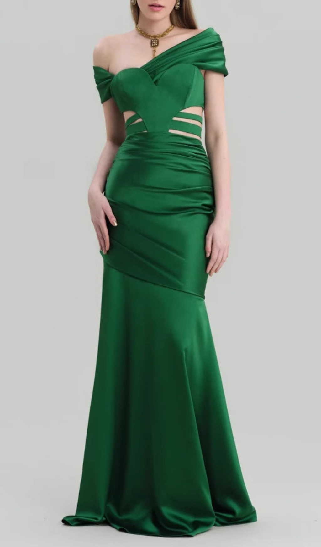 Fashionslee Women Chesna Green Heart Bandage Maxi Dress
