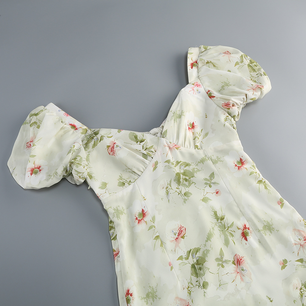 Fashionslee Women Eligio Floral Puff Sleeve Midi Dress