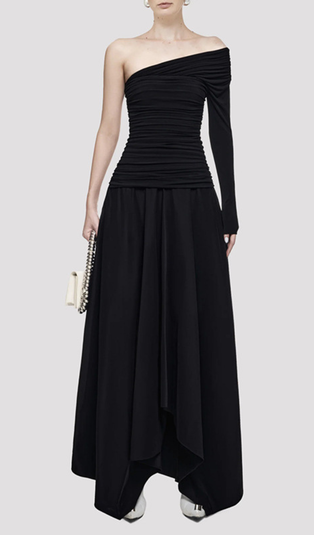 Fashionslee Women Harmon One-Shoulder Ruched Maxi Dress