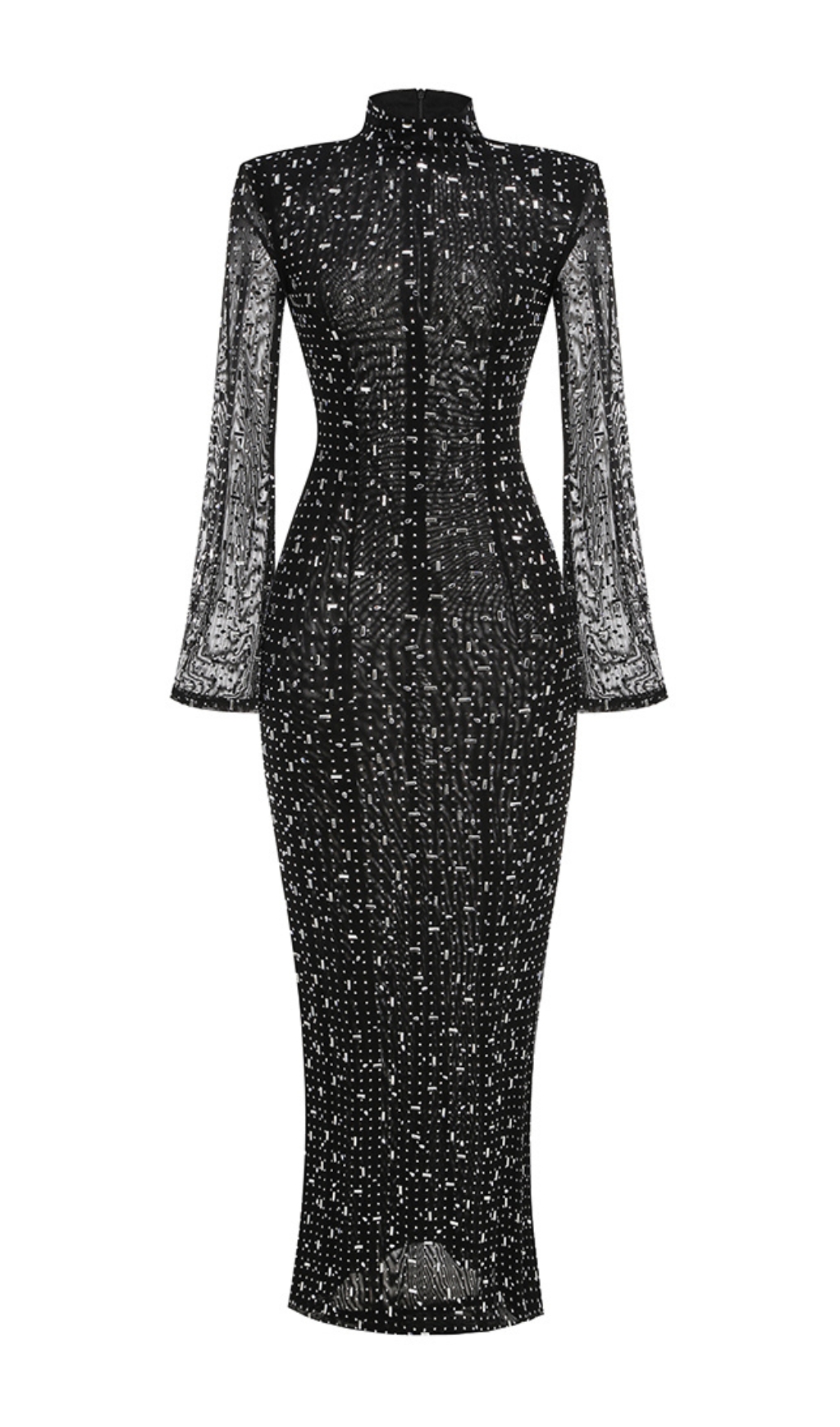 89db6a369645f4c3c82de93dff1403c5.jpg Fashionslee Women Butrus Black Crystal Long Sleeve Maxi Dress