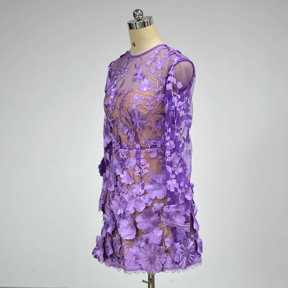89fa251446f16ca7ae4aef2d7bed3b35.jpg Fashionslee Women Cyd Purple Flower Embroidery Mini Dress