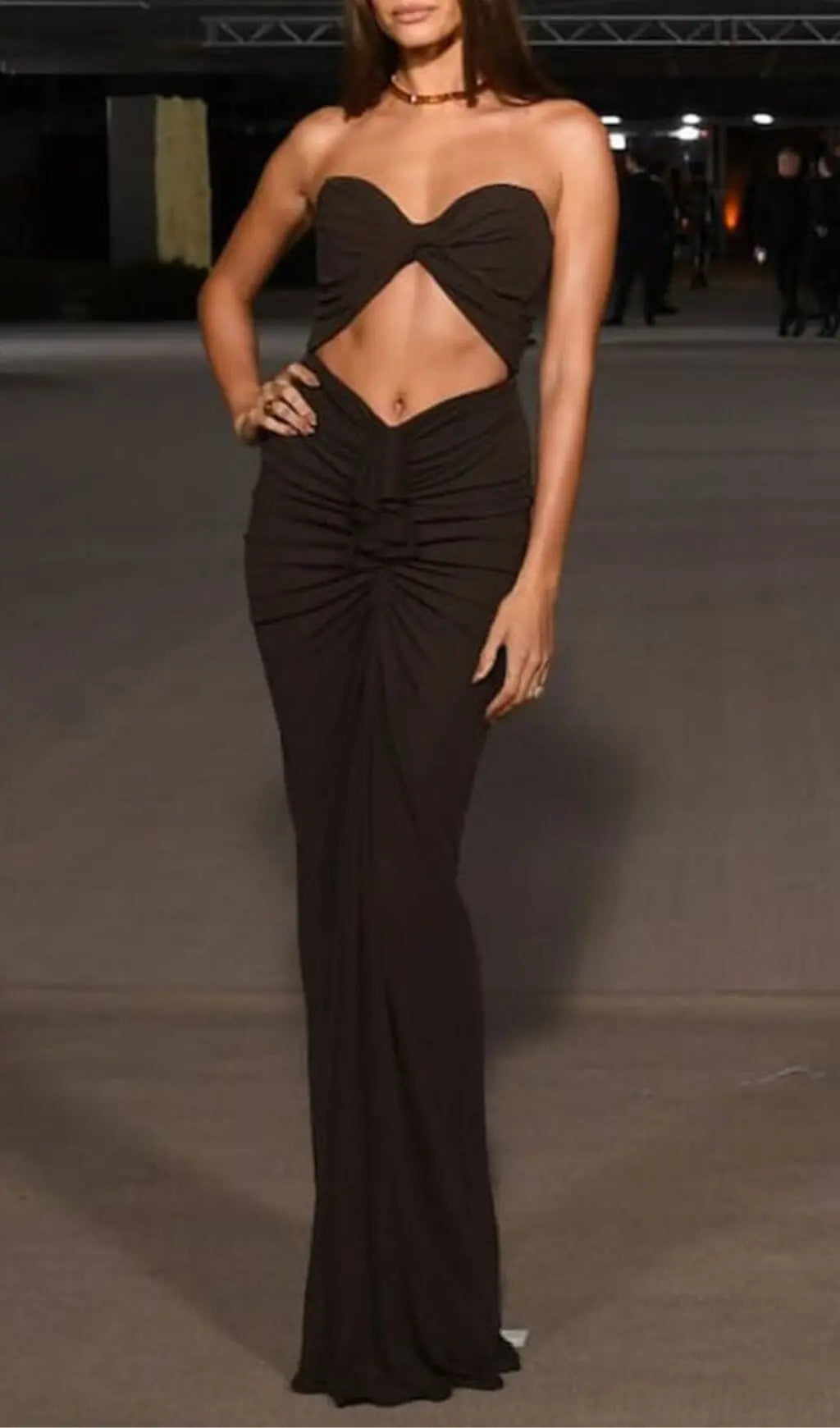 Fashionslee Women Bandeau Drape Maxi Dress In Black