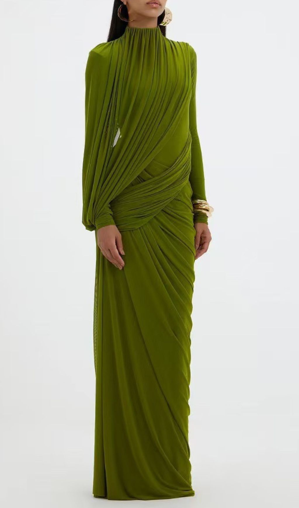 Fashionslee Women Johnda Ruched Long Sleeve Maxi Dress