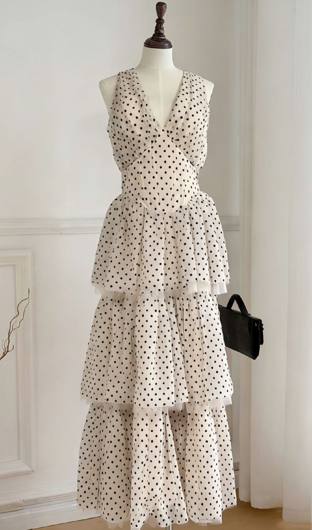 8a0fe7d39ca224725f1ef4adf2903a35.jpg Fashionslee Women Janika Dot Halter Layered Maxi Dress