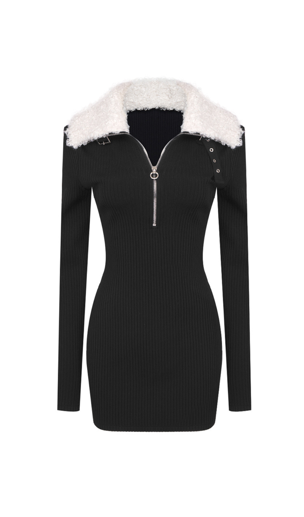 8a18d675a38724cb5ee72f721d1b0e1a.png Fashionslee Women Aud Fluffy Collared Knit Mini Dress