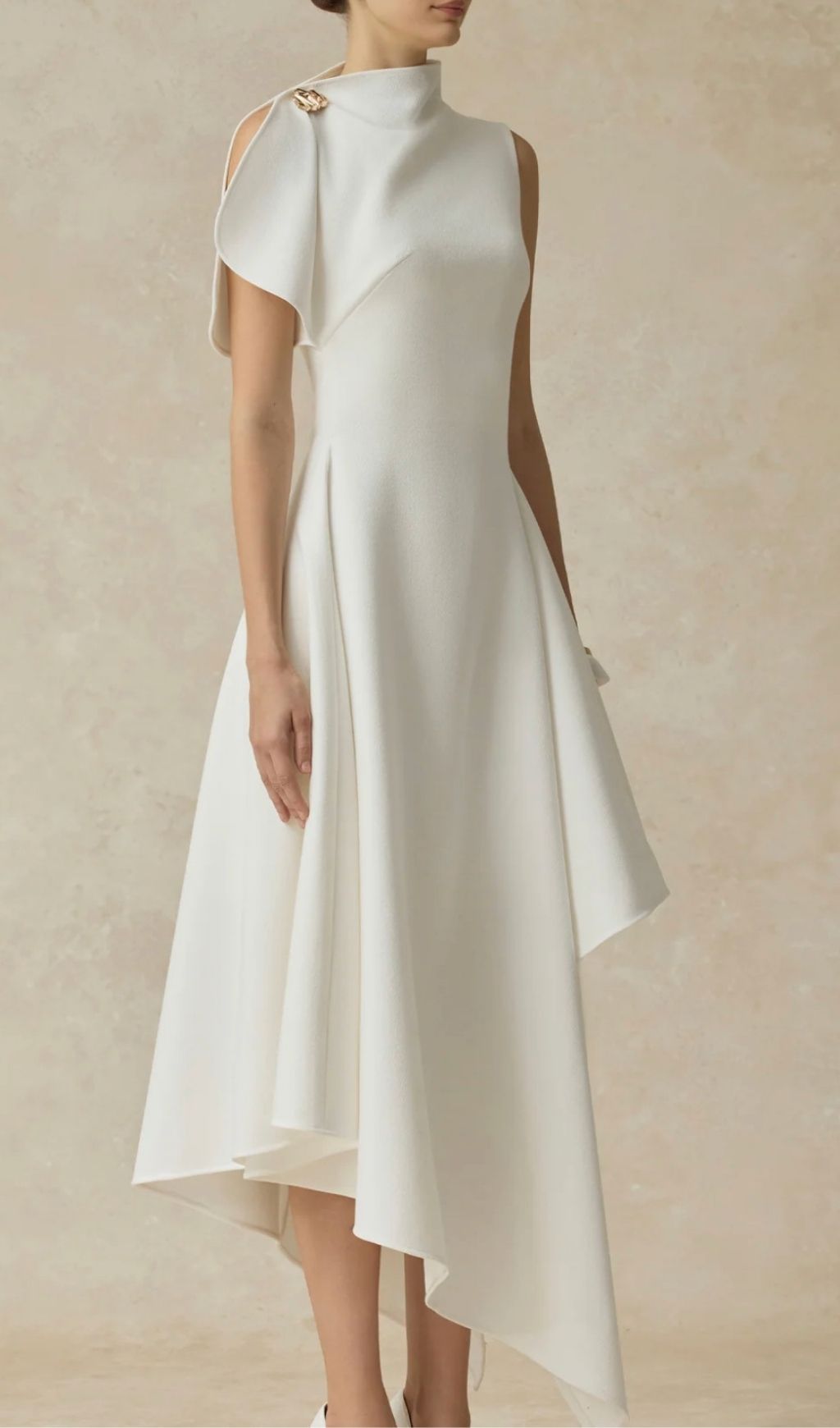 Fashionslee Women Kessie White Irregular Hem Maxi Dress
