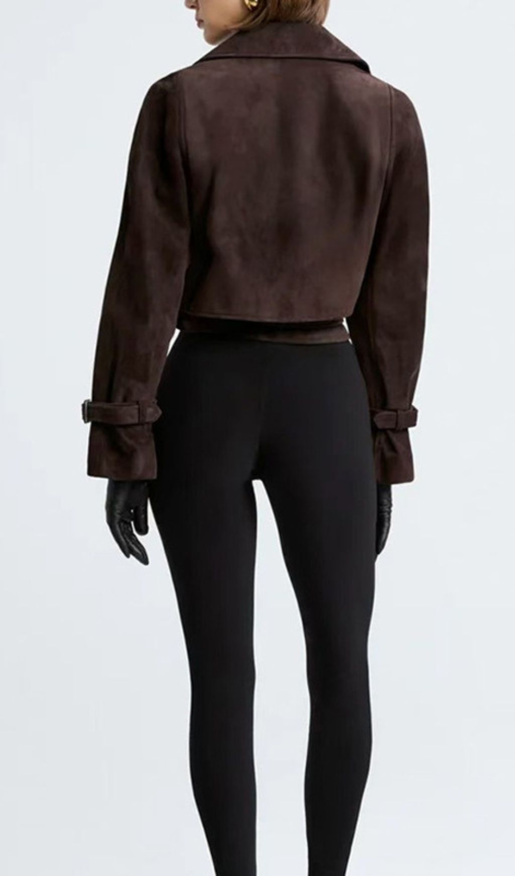 Fashionslee Women Gittel Brown Belt Crop Coat