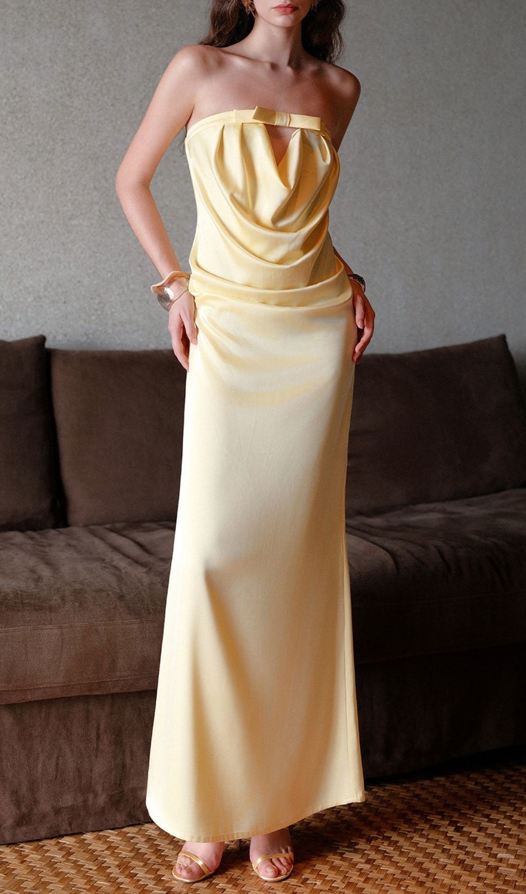 Fashionslee Women Khadija Yellow Strapless Maxi Dress