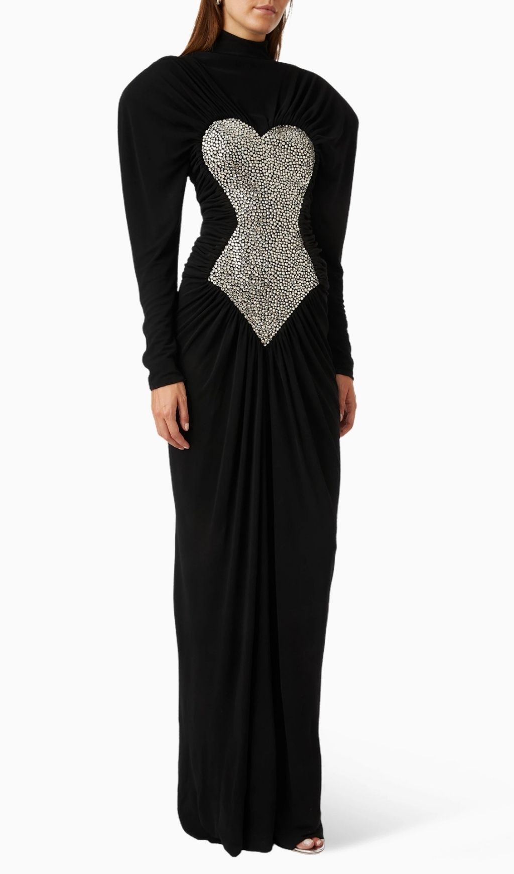 8a45281487d27ab3b923d74d26cde9f6.jpg Fashionslee Women Katalina Black Diamante Long Sleeve Ruched Maxi Dress