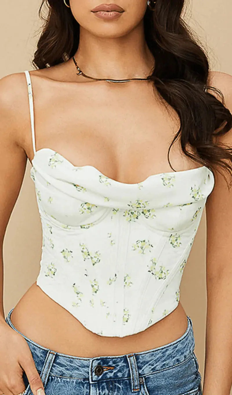 Fashionslee Women Pile Of Broken Flowers Pile Neck Camisole