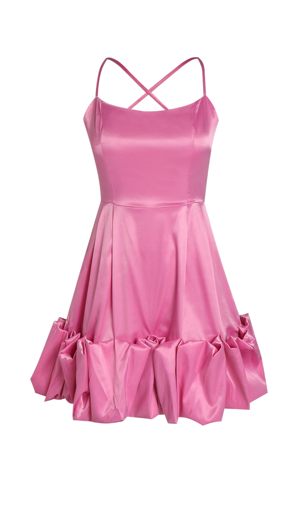 8a64889ef7175ce81fe4a426dd5c94ba.jpeg Fashionslee Women Strapless Halter Satin Mini Dress In Pink