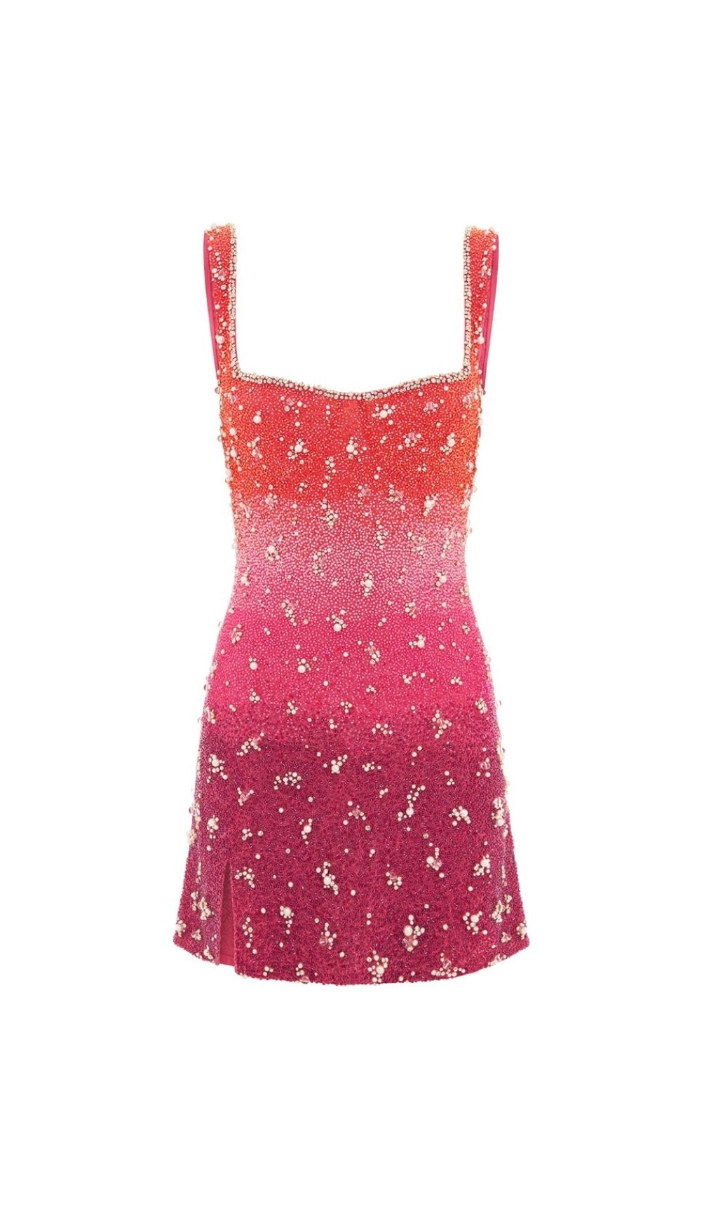 Fashionslee Women Karly Pink Strappy Beaded Mini Dress