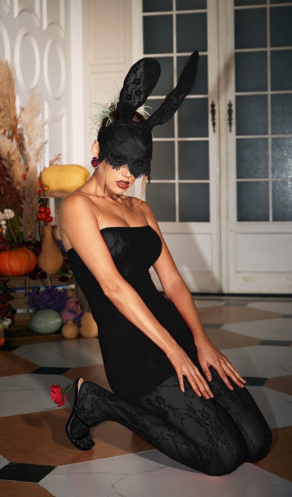 Fashionslee Women Hollow Lace Bunny Ear
