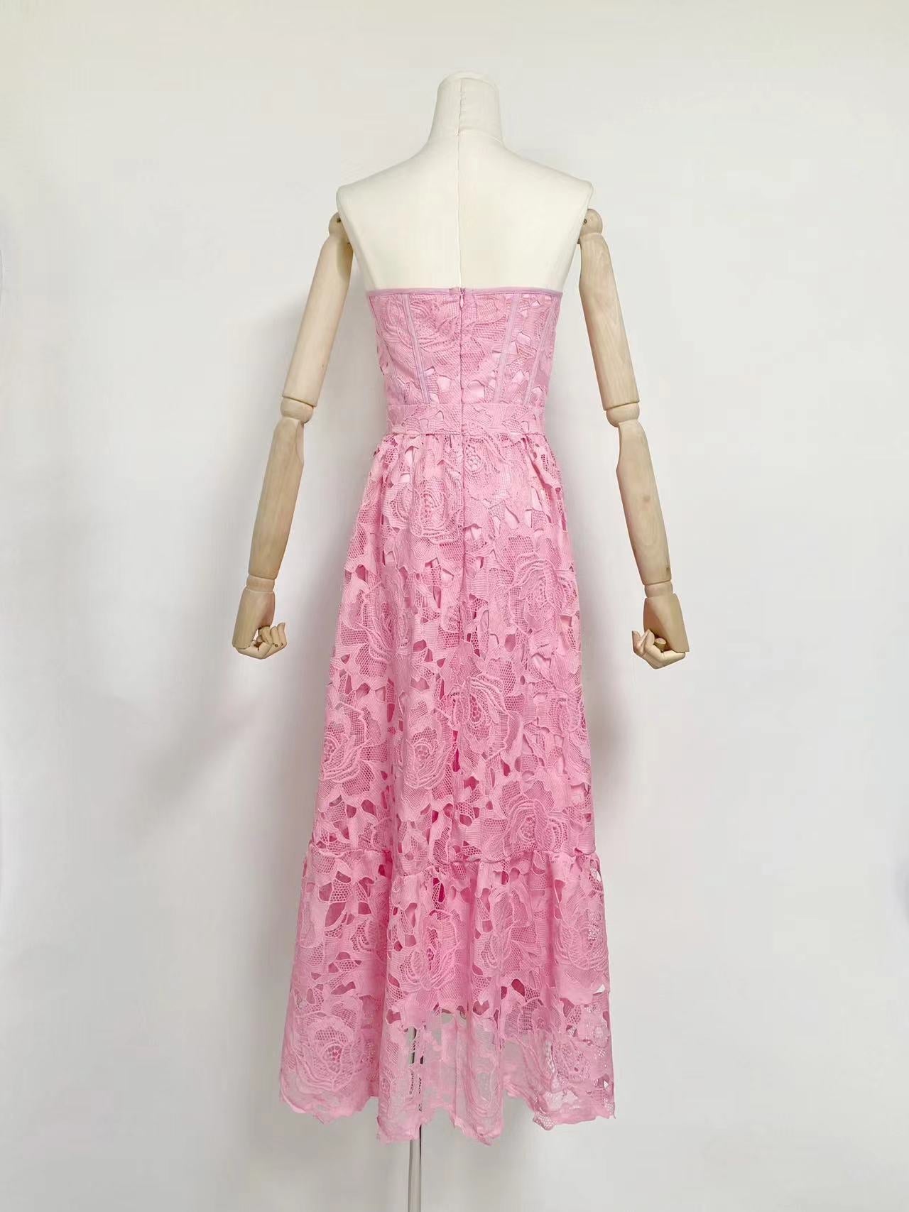 8aa27122a3d2f0c4e6556cf4851fbf1a.jpeg Fashionslee Women Aris Pink Lace Bustier Maxi Dress