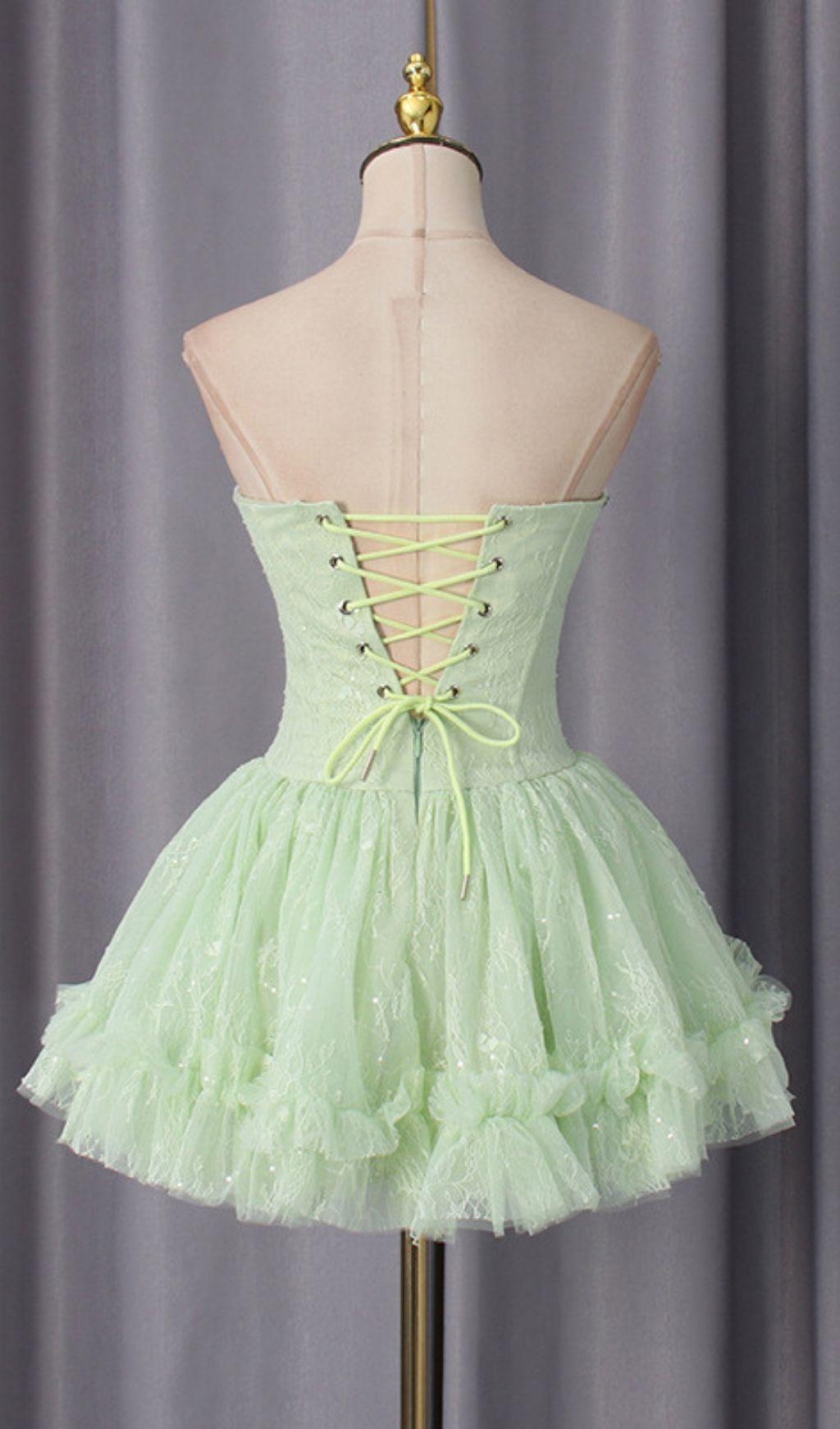 Fashionslee Women Karmina Green Strapless Lace Corset Mini Dress