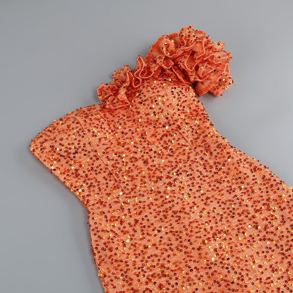 8ac08dd0acaabd46cf2df942eac61803.jpeg Fashionslee Women Ayn Orange Sequined Slit Maxi Dress