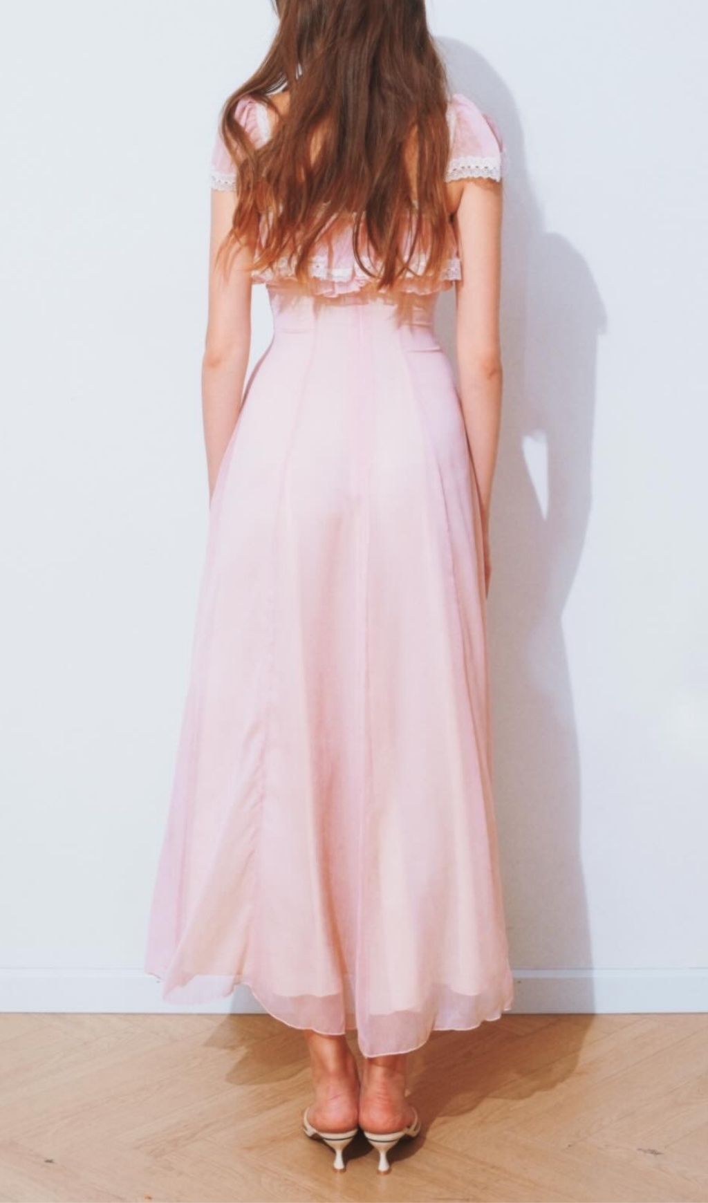 Fashionslee Women Konnie Pink Ruffle Midi Dress