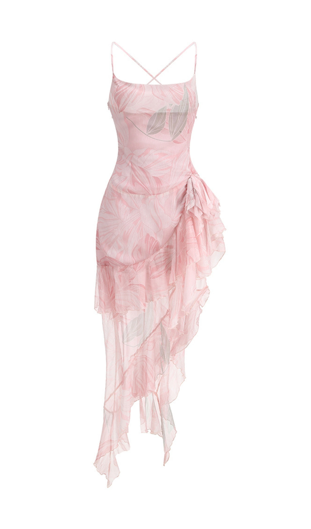 Fashionslee Women Brigid Floral Irregular Ruffle Hem Maxi Dress