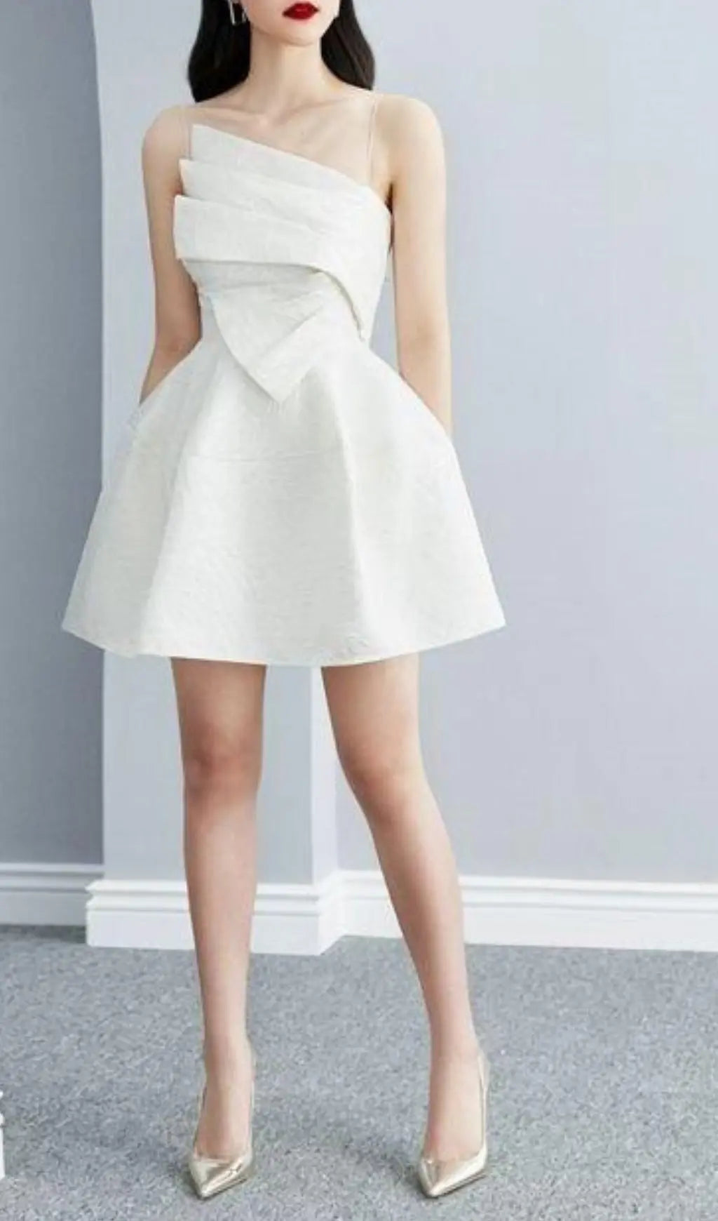 Fashionslee Women Aine White Strapy Mini Dress