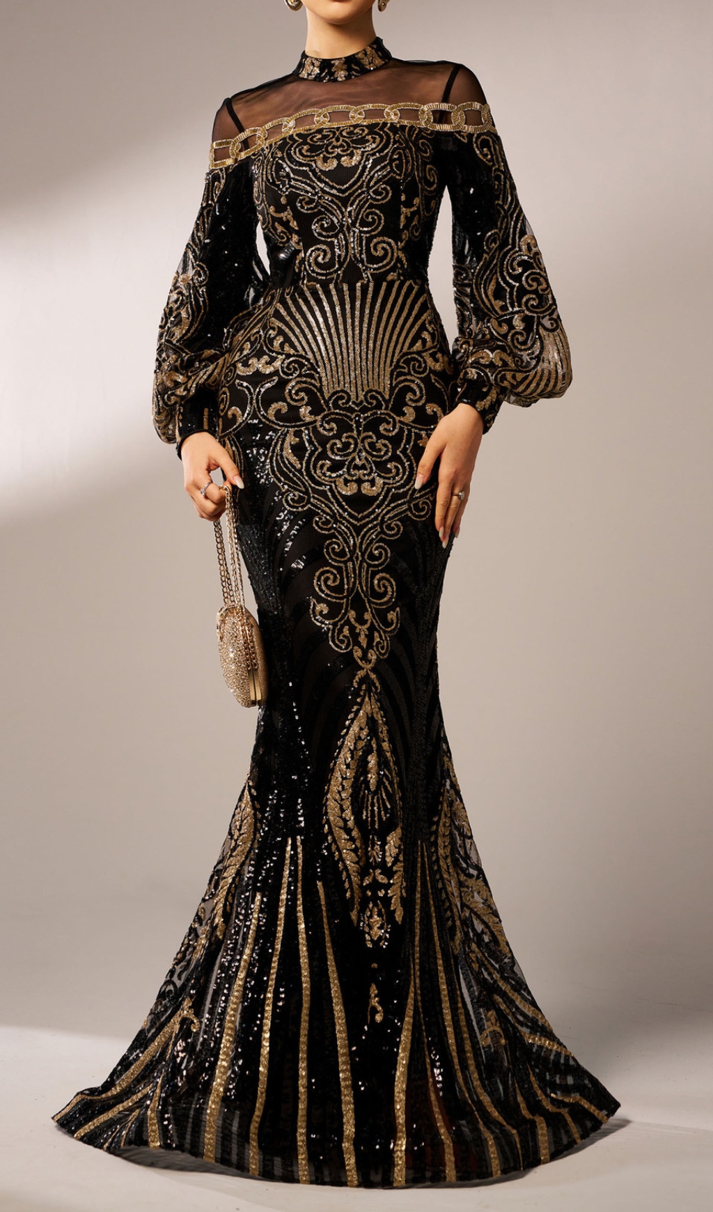 8b26cc412417092c9e7cdb871826e75b.jpg Fashionslee Women Caro Black Long Sleeve Sequin Maxi Dress