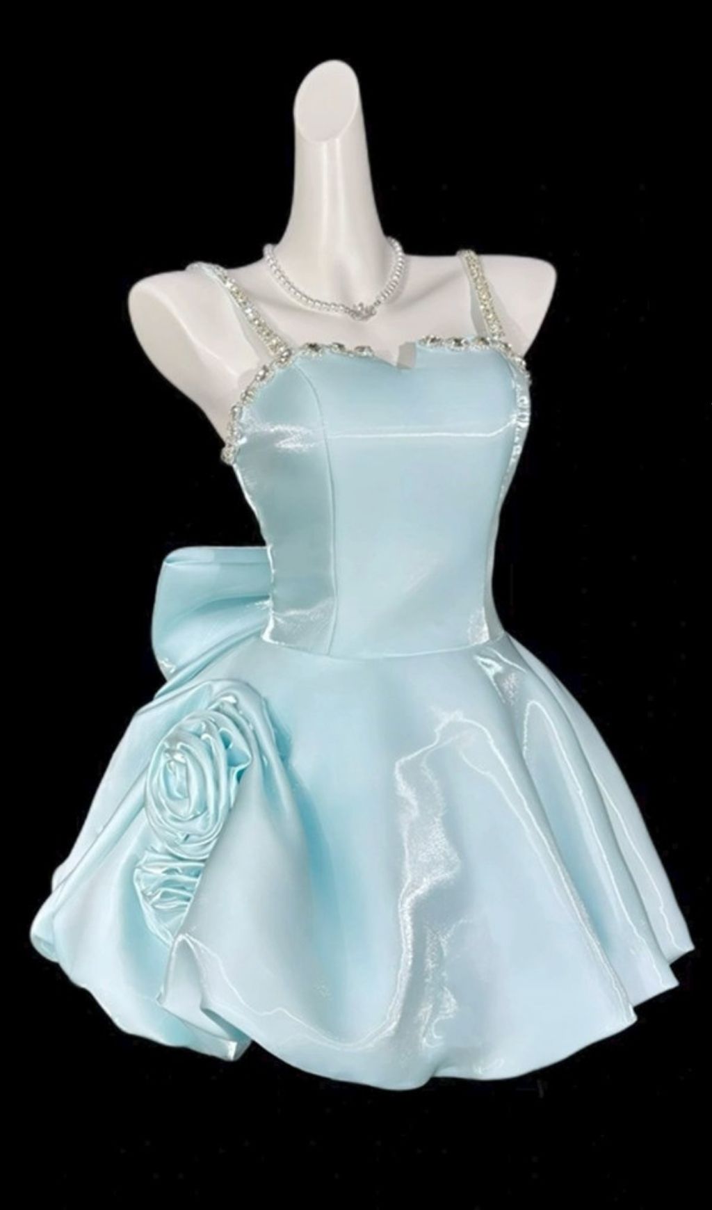Fashionslee Women Krissy Strappy Diamante Flower Mini Dress