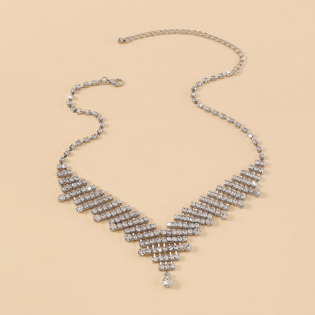 8b6aefbeea6dc4ea2dfd7a132ab3865c.jpeg Fashionslee Women Silver Rhinestone V-Shaped Necklace
