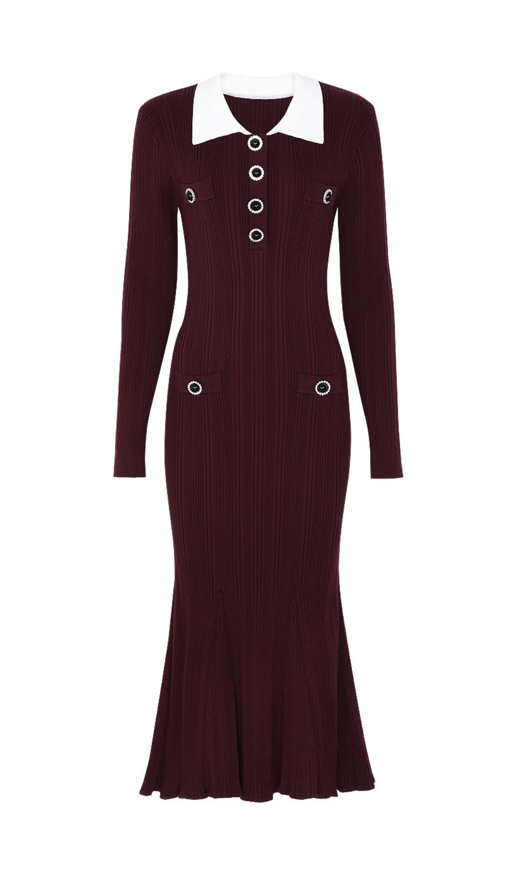 Fashionslee Women Javier Knit Long Sleeve Midi Dress