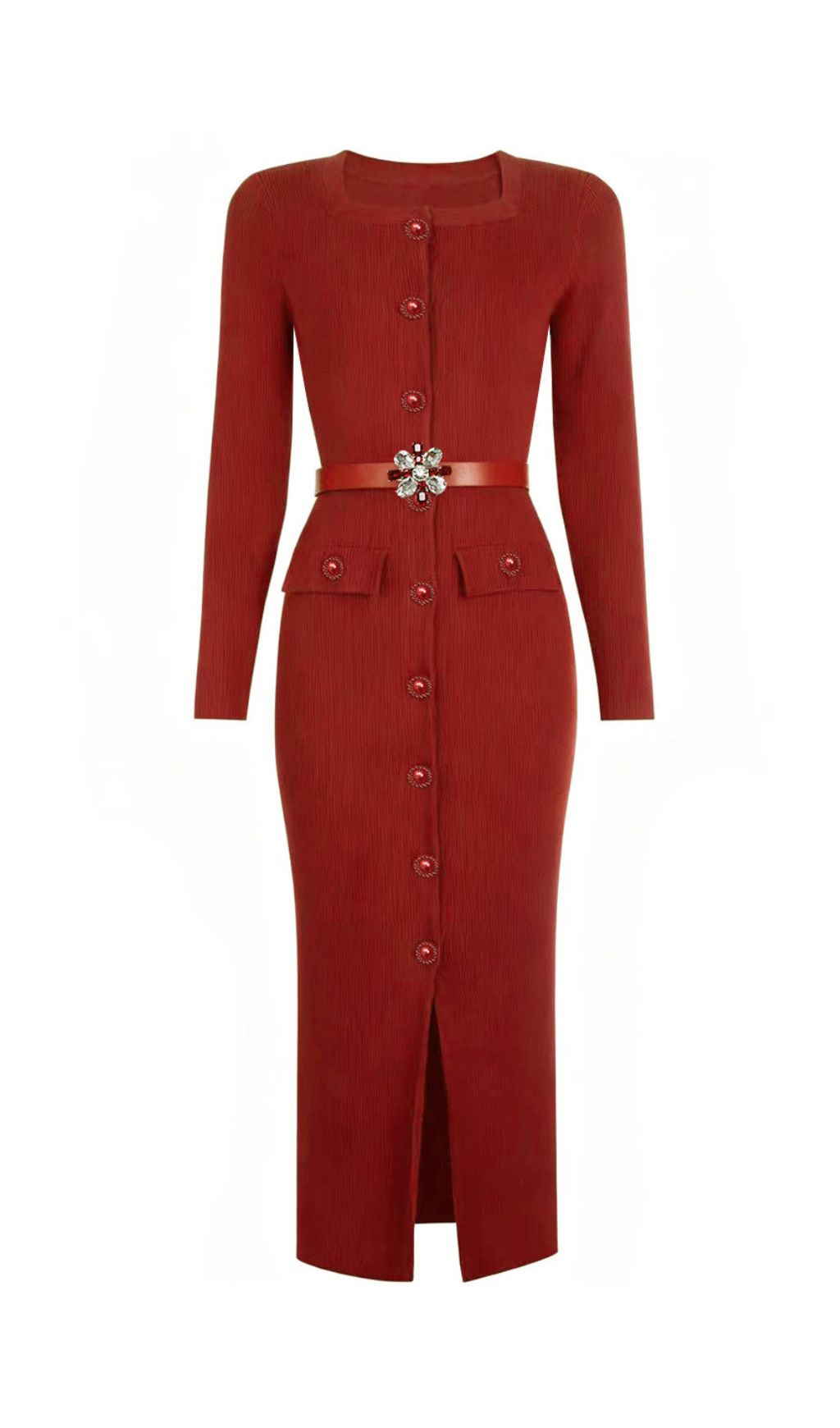 Fashionslee Women June Knit Long Sleeve Midi Dress