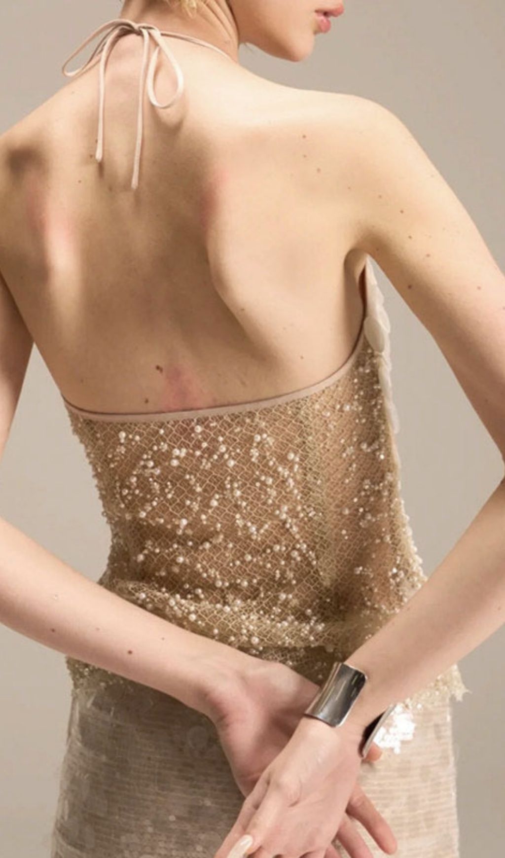 Fashionslee Women Keila Halter Sequin Beaded Mini Dress