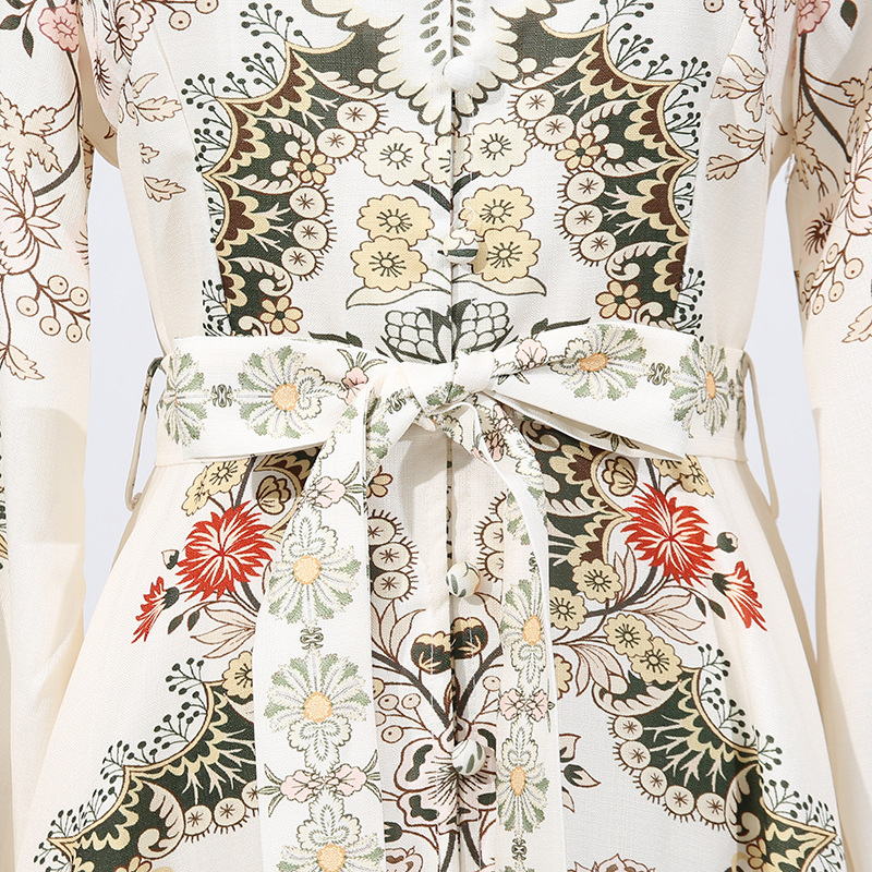 Fashionslee Women Fawzia Flower Printed Long Sleeve Maxi Dress