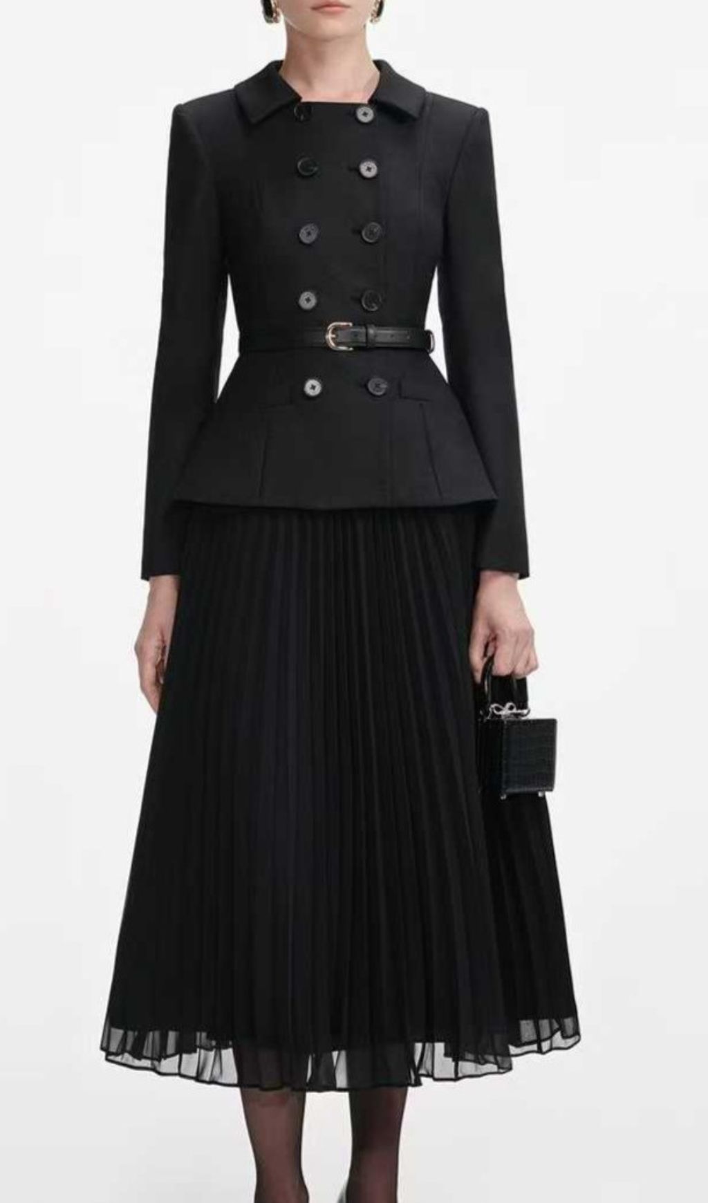 Fashionslee Women Julitta Black Long Sleeve Midi Dress
