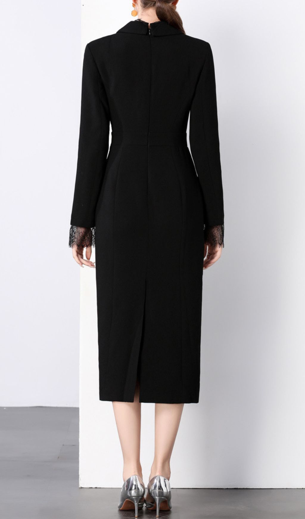Fashionslee Women Romulus Long Sleeve Lace Midi Dress