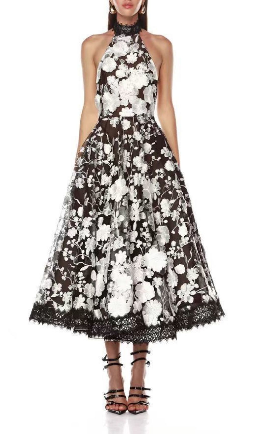 Fashionslee Women Karisma Halter Flower Maxi Dress