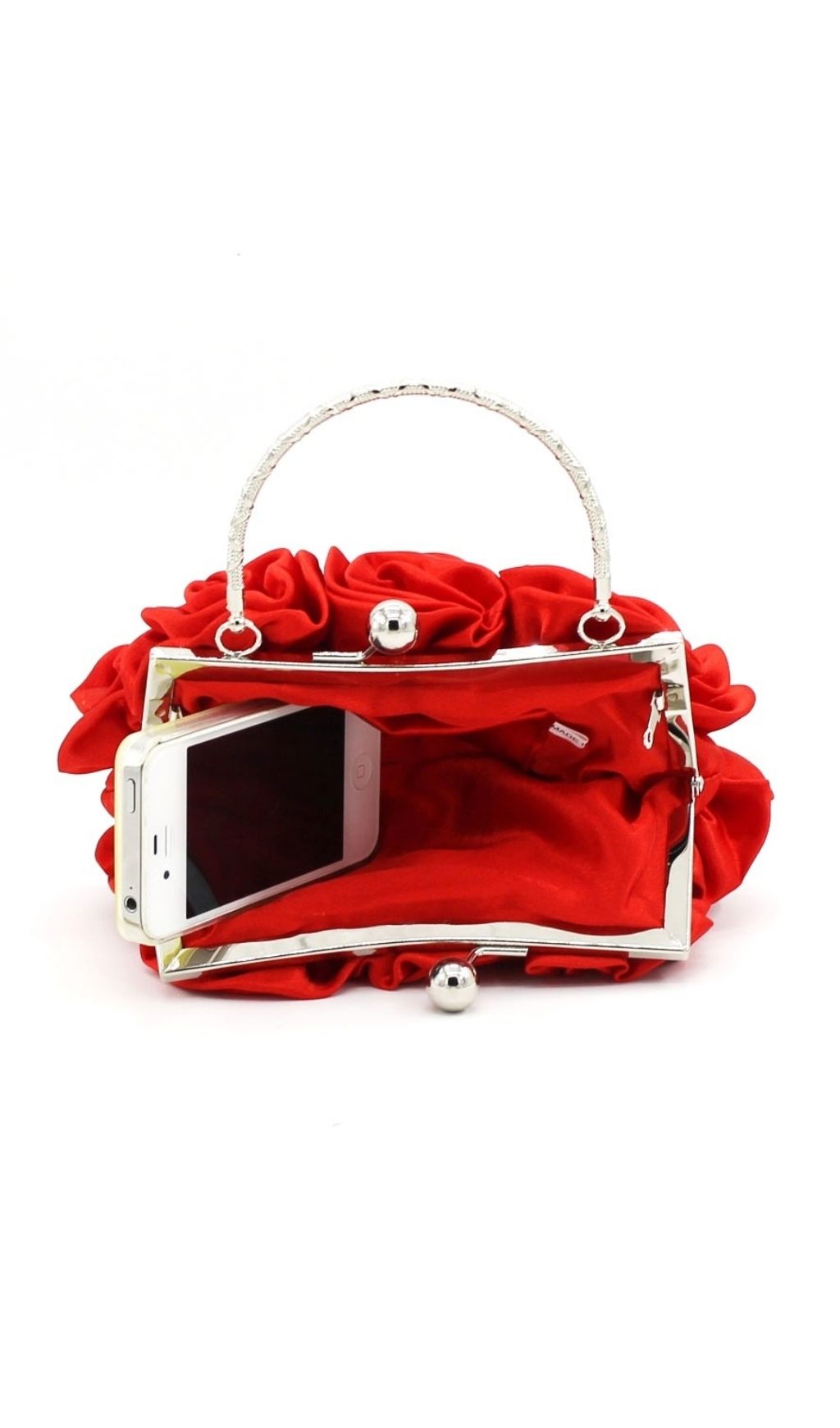 8c45b0864b3bcfb4b8821919e4db8238.jpg Fashionslee Women Adahy Flower Satin Bag In Red