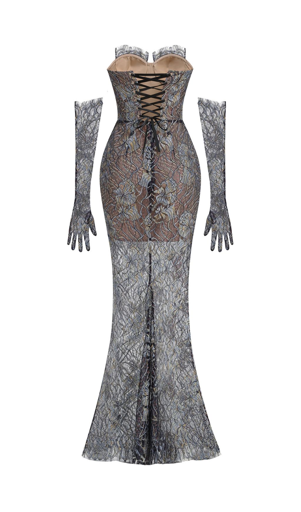 8c5e0f21ee6230c2a22a56929305362d.jpg Fashionslee Women Javion Strapless Lace Floral Maxi Dress