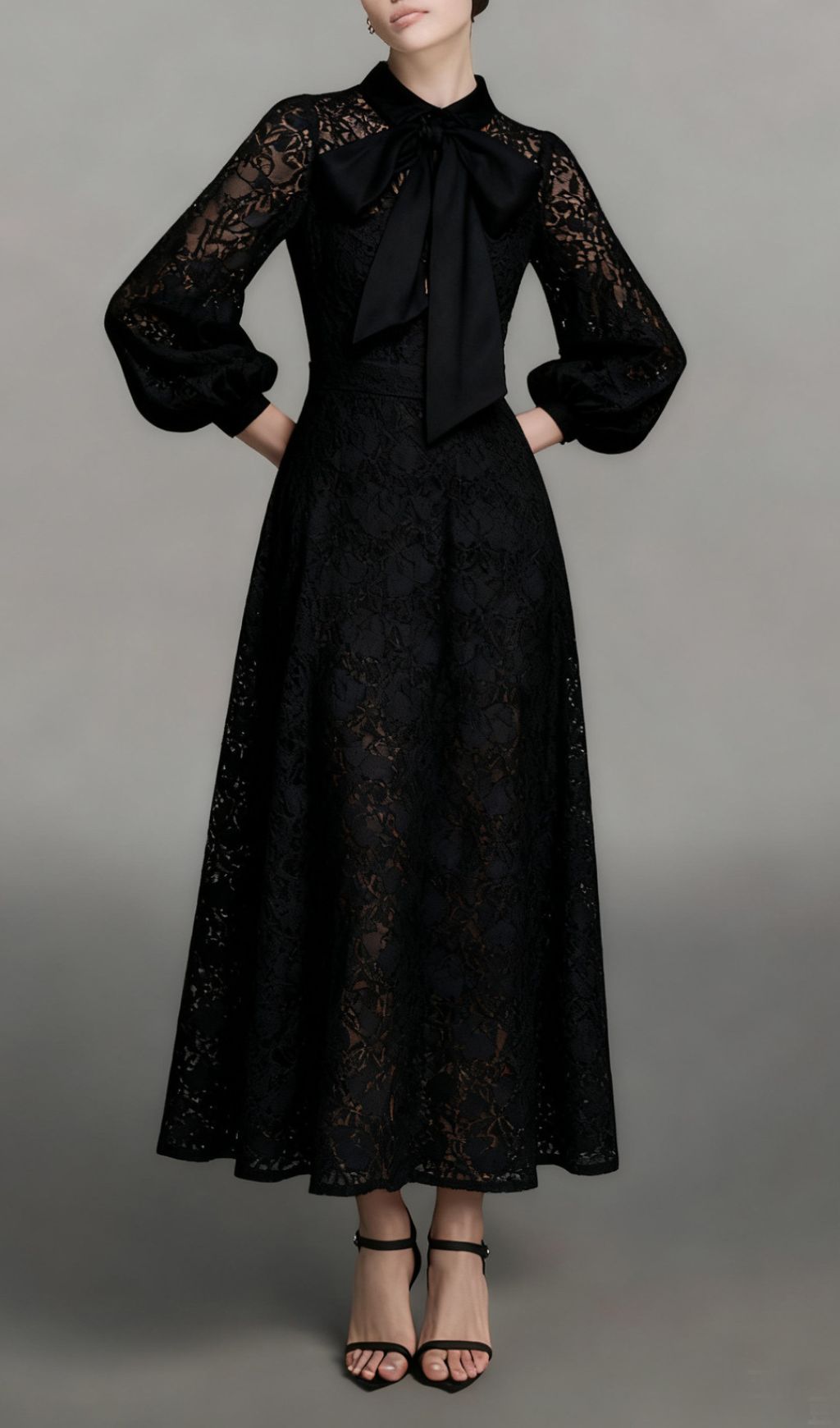Fashionslee Women Issay Lace Long Sleeve Maxi Dress